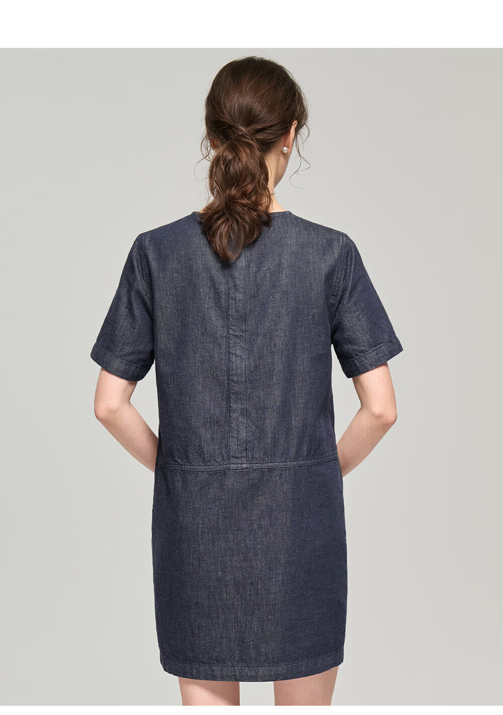HAZZYS Women's 2026 Summer PHIZ Series Straight Solid Color Denim Dress 9
